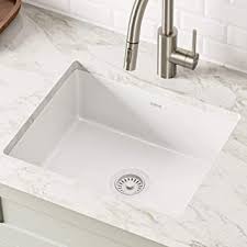 Undermount kitchen sinks at menards®. Kraus Ke1us21gwh Pintura 21 Inch Undermount Porcelain Enameled Steel Single Bowl Kitchen Sink White Square Amazon Com