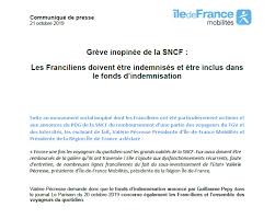Le trafic des tgv atlantique sera en effet perturbé par une grève locale dans un centre de maintenance de la région parisienne. Idf Mobilites On Twitter Communique Greve Inopinee De La Sncf Les Franciliens Doivent Etre Indemnises Et Etre Inclus Dans Le Fonds D Indemnisation Transportsidf Https T Co Dui6jcn40k