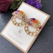 ハンドメイド レジン ハンドメイドピアス ドライフラワー ボタニカル 手作り handmade accessory アクセサリー 花 フラワー カラフル ビタミンカラー ハンドメイド ピアス デザイン ピアス ハンドメイド 樹脂ジュエリー