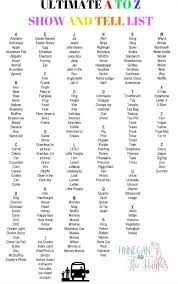 Ultimate A To Z Show And Tell List Show And Tell Preschool Letters Z Show