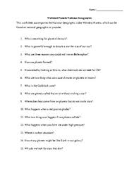 National Geographic Weird Planets Video Worksheet By Rebekah Smith