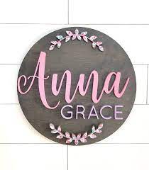Custom Name Sign 18 Round Sign Baby Name Sign Baby Room Diy Nursery Signs Baby Signs
