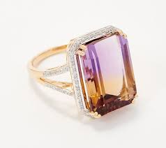 14k Gold Ametrine And Diamond Ring Qvc Com In 2020 Custom Diamond Rings Diamond Ring Ametrine