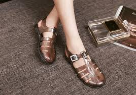 Us 11 99 50 Off Xek 2018 New Women Sandals Fashion Juju Jelly Shoes Woman Summer Shoes Gladiator Crystal Flat Roman Shoes St265 In Low Heels From