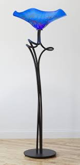 Oriental Blue Torchiere By Joel And Candace Bless Art Glass Floor Lamp Artful Home In 2020 Glass Floor Lamp Glass Floor Candle Tops