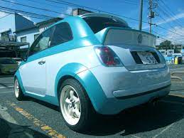 no 0314 ニックネーム cielo メーカー名 車種 年式 fiat 500 2008 アピールポイント バーフェン ボンネット チンスポ ダックテール フューエルリッド等を自らデザインしパーツを制作 水色との面積バランスを取りブルーのマット塗装 チンスポ