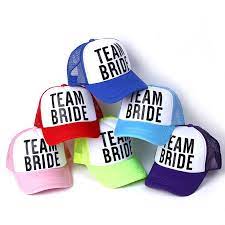 2017 New Bride To Be Team Bride Bachelorette Hats Women Wedding Preparewear Trucker Caps White Neon Summer Bachelorette Hats Team Bride Bachelorette Team Bride