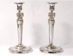 Browse our misc stock list to find art sculptures, antique chandeliers, metal candle holders, wood carvings, english pewter, antique oak chairs, settles, country armchair furniture, etc. Pair Candlesticks Candlesticks Empire Bronze Silver Busts Women Antique Nineteenth
