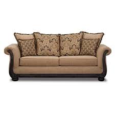 Sit Back Relax On The Delray Taupe Sofa With Carved Black Wood Trim From Washington Furniture Great Comfort With An Taupe Sofa Furniture American Furniture