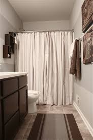 Two Shower Curtains For Full Effect And Wall Stripes Sherwin Williams Paint Lazy Gray For The Two Shower Curtains Brown Shower Curtain Cream Shower Curtains