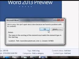 Repair Docx Documents With Content Error Youtube
