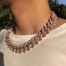 Men's 10k gold cuban link bracelet id 8mm 8 lobster lock real 10kt , engraving. 19mm Iced Out Prong Cuban Link Chain Hiphop Jewelry For Men Chain Necklaces Aliexpress