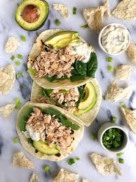 Easy Canned Tuna Tacos With Scallion Crema Rachlmansfield Recipe Healthy Tuna Recipes Tuna Tacos Tuna Recipes