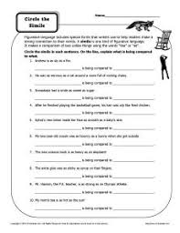 Worksheet Circle The Simile Figurative Language Worksheet Language Worksheets Similes And Metaphors