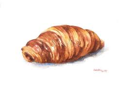 French Croissant Bread Breakfast Food Illustration Watercolor Painting Fine Art Print Still Life Kitchen Art Home Decor