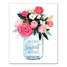 Blue mason jar acrylic painting on canvas, mason jar wall art motherwrendesigns.etsy.com. Purchase The Home Sweet Home Floral Mason Jar Canvas Wall Art At Michaels