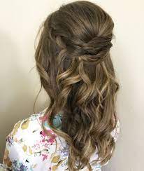 Bridal Or Bridesmaids Hairstyle Half Up Half Down Loose Cur Bridesmaid Hairstyles Half Up Half Down Bridal Hairstyles With Braids Wedding Hairstyles Updo Messy