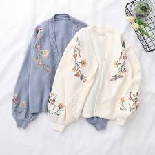 Solis bomber jacket embroidery knitting crochet jackets style fashion needlepoint. Spring Lantern Sleeve Flower Embroidery Knitting Sweater Cardigans Autumn Preppy Style Mori Girl Student V Neck Loose Cardigan Cardigans Aliexpress