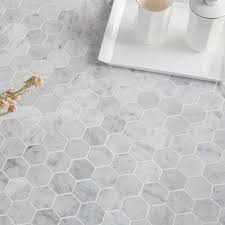 Then use the hex marble tiles on the wall as the feature as you said. White Marble Hexagon Floor Tile Novocom Top
