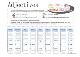 adjective order chart english esl worksheets