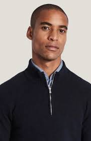 Jack Victor Canora Lambswool Blend Quarter Zip Pullover In Navy