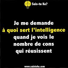 Je Me Demande A Quoi Sert L Intelligence Quand Je Vois Le Nombre De Cons Qui Reussissent Citation Proverbe Belles Citations Citation Proverbes Et Citations
