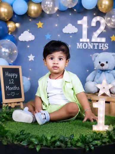 Starry Sky & Blue Teddy 18-Month Baby Milestone