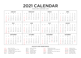 Descarcă, editeaza si tipareste calendarul anual sau lunar instant. Free Printable Year 2021 Calendar With Holidays