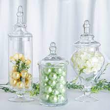 Set of 3 glass apothecary candy jars with lids. Set Of 3 Glass Apothecary Candy Jars With Lids 9 13 14 Efavormart