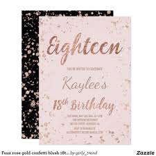 18th Birthday Black And Rose Gold Themed Party Faux Rose Gold Confetti Blush 18th Birthday Invitation Zazzle Com 21st Birthday Invitations 30th Birthday Invitations Sweet Sixteen Birthday Invitations