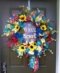 Inspirational Sunflower Wreath Christian Wreath Sunflower Etsy Summer Deco Mesh Wreaths Christian Wreath Cross Wreath