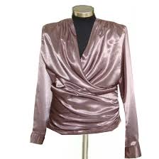 Burgundy Satin Wrap Blouse Custom Fit Handmade Satin Fabric Long Sleeve With Placket Elizabeth S Custom Skirts