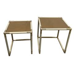 Mirror top iron scroll coffee cocktail table oval gold modern. Set Of Two Coffee Tables With Golden Mirror Glass Top Brass Finish By Tommaso Barbi 171110