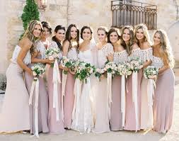 Dustjacket Attic Lace Roses Shell Pink Love The Idea Of Using Different Sha Pastel Pink Bridesmaid Dresses Bohemian Bridesmaid Dress Bohemian Bridesmaid