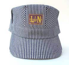 Denim Cap Vintage Style Engineer L N Railroad Hat Hickory Stripe Denim Cap Vintage Fashion Style