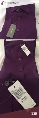 Michael Kors Mens Slim Fit Dress Shirt Eggplant Eggplant