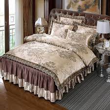 Also set sale alerts and shop exclusive offers only on shopstyle. Coffee Satin Jacquard Luxury Lace Bedding Sets Queen King Size 4pcs Bedspread Duvet Cover Bed Skirt Set Pillowcase Bedclothes Bedding Sets Aliexpress
