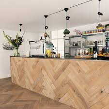 Inspiring Chevron And Herringbone Patterned Wood Designs Resawn Timber Co Coffee Shops Interior Coffee Shop Interior Design Wooden Kitchen Floor