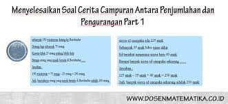 Menyelesaikan Soal Cerita Campuran Antara Penjumlahan Dan Pengurangan Part 1
