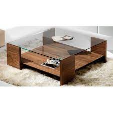 Crafted with engineered board and a timber veneer, this coffee table offers a sturdy construction and natural wood finish. Eazy Fab Wooden Glass Modern Coffee Table For Home Id 20958745833