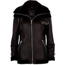 River Island Petite Black Faux Leather Aviator Jacket 110 Liked On Polyvore Featuring Outerwear Jacke Vegan Leather Jacket Clothes Design Aviator Jackets