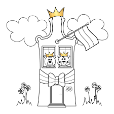 Kleurplaat kroon koningsdag knig und knigin mit fliegenden taube. Koningsdag Woningsdag D I Y Kleurkaart Tijgers Met Kroon