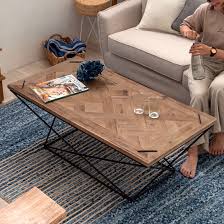 楽天市場 センターテーブル アイアン ウッド 天板 寄木デザイン 幅120cm 高さ42cm 91424 テーブル ローテーブル コーヒーテーブル リビングテーブル カフェテーブル 天然木 カフェ cafe リビング 木製 リラックス おしゃれ リビング アイアン家具 家具 西海岸 新生活