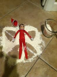 Elf Making A Snow Angel Made Out If Flour Snow Angels Holiday Decor Elf On The Shelf