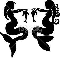 Pregnant Mermaid Admiring And Holding Up A Piece Of Baby Clothing In Baby Mermaid Fairy Silhouette Mermaid Silhouette