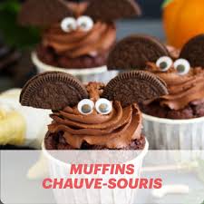 Pour Halloween Realisez Des Muffins Chauve Souris Recette En 2020 Recette Cupcake Cupcakes Au Cholocat Chocolat Halloween