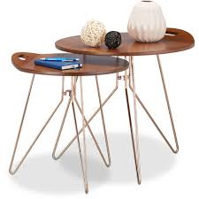 Choisissez la table d'appoint en laiton et en verre tamtam pour embellir votre intérieur. Tables D Appoint Gigognes Lot De 2 En Bois Cadre Metal Design Retro Noyer Table Basse Moderne Canape Marron 4100212664229