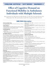 Pdf Effect Of Cognitive Demand On Functional Mobility In Ambulatory Individuals With Multiple Sclerosis