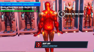 Where to find iron man's lab in fortnite … to collect the suit in fortnite, you need to complete certain tasks so as to unlock the suit and then use it. Emote As Tony Stark Inside The Suit Lab At Stark Industries Fortnite Youtube