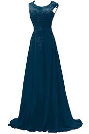 Gorgeous Bride Modisch Lang Rundkragen A Linie Chiffon Tuell Spitze Schleppe Abendkleider Festkleider Ballkleider 38 Royalblau A Kleider Abendkleid Ballkleid
